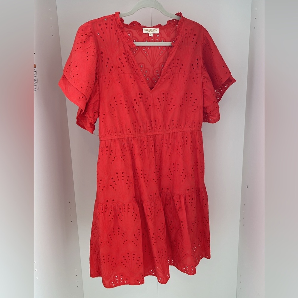 Red Eyelet Dress - Picture 3 of 7